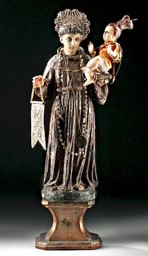 19th C. Mexican Santo -  St. Anthony of Padua w/ Christ