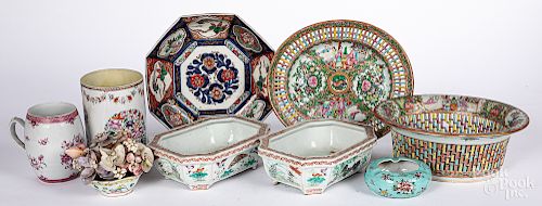 Group of export porcelain, mostly Chinese.