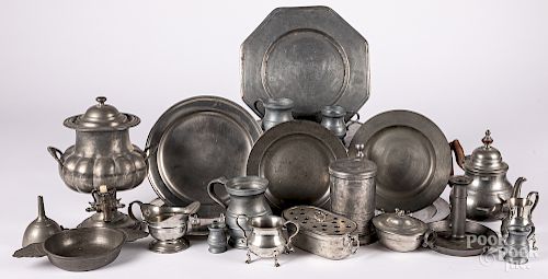 Collection of pewter.