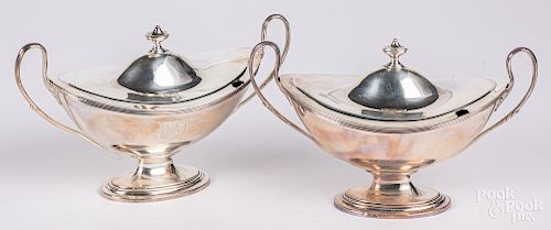 Pair of George IV silver sauce tureens