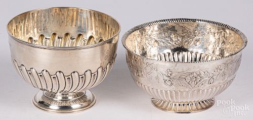 Two Georgian repousse silver bowls