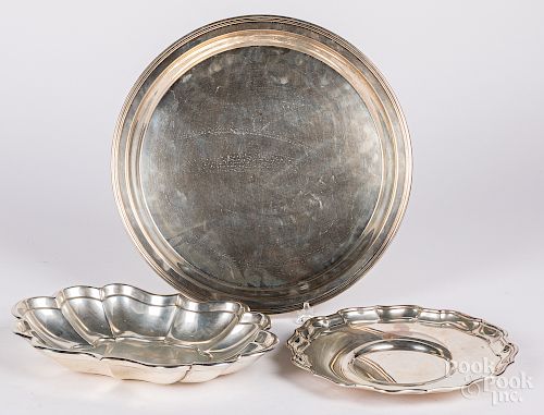 Three sterling silver trays
