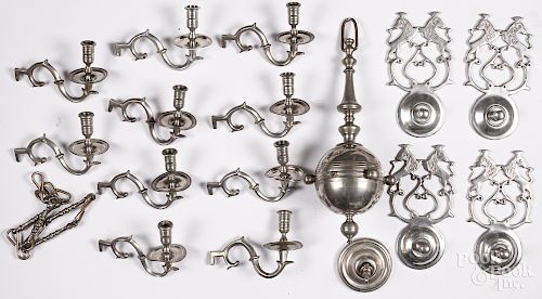 Williamsburg reproduction pewter chandelier.