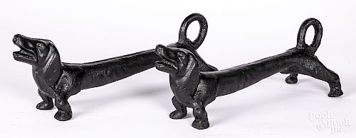 Pair of cast iron dachshund fire dogs