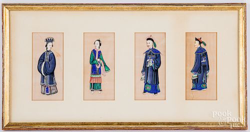 Four Chinese rice paper paintings, etc.