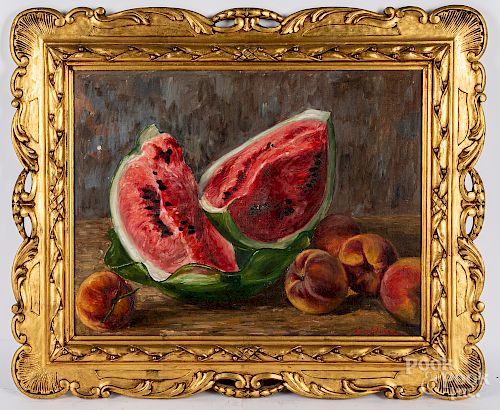 Italian oil on canvas still life with fruit