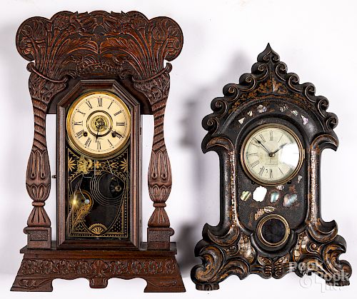 C. Goodrich cast iron mantel clock, etc.