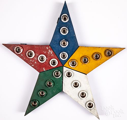 Painted tin star carnival light