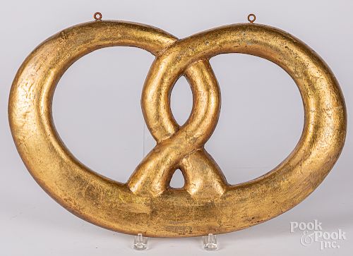 Carved and gilded pretzel trade sign