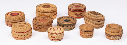Collection of ten Native American baskets