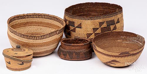 Five West Coast Native American basketry items