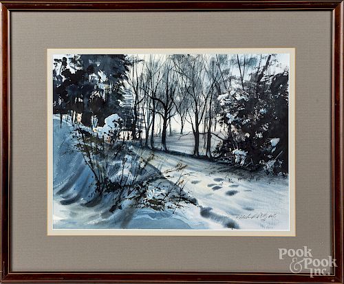Watercolor winter landscape, etc.