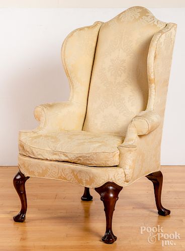 Queen Anne style mahogany wing chair