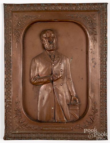 Embossed copper plaque of Charles Stewart Parnell