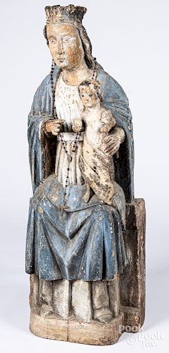 Large polychromed and carved Santos figures
