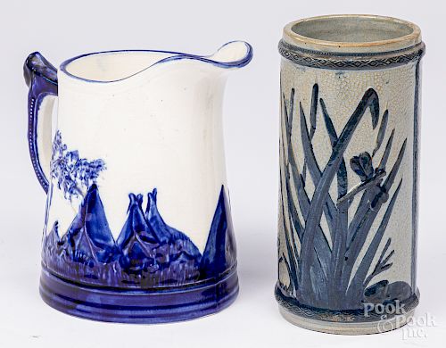 Sleepy Eye pottery pitcher and vase