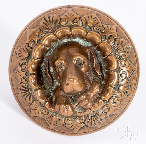 Rare Russett & Erwin bronze dog doorknob