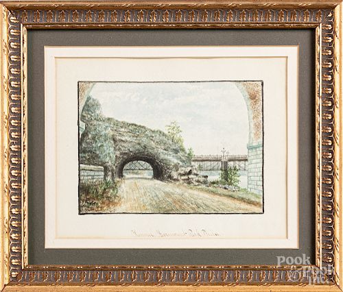 Watercolor view of Tunnel, Fairmount Park