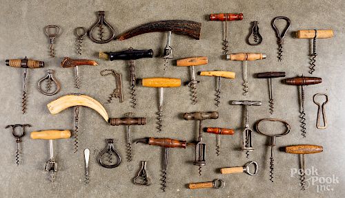 Collection of thirty-two cork screws, etc.