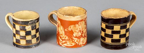 Two Mochaware mugs, etc.