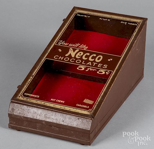Tin Necco Chocolate advertising display case