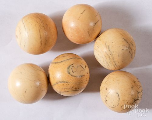 Six antique ivory balls, 19th c.