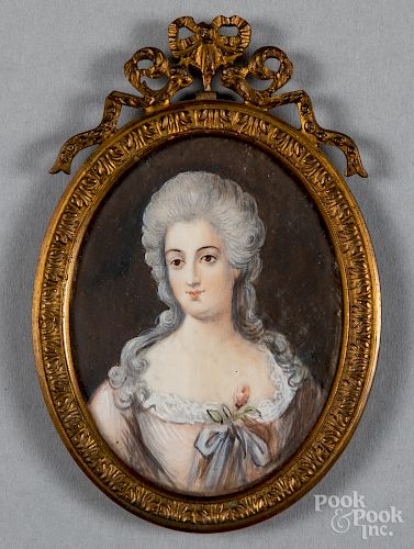 Miniature portrait on ivory of a woman, 19th c.