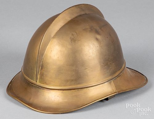 German brass fire helmet, ca. 1900