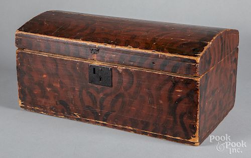 New England painted basswood dome lid box, 19th c