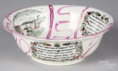Sunderland pink lustre bowl