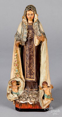 Carved and painted santos, 19th c.