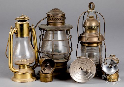 Six brass lanterns, 19th/20th c.