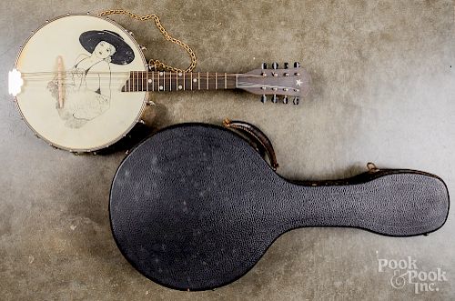 Banjo mandolin, 20th c., 10 1/2" dia.