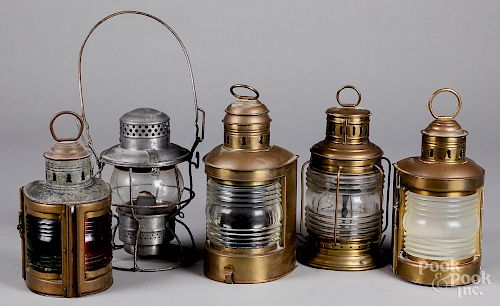 Four brass ships lanterns, 19th c.