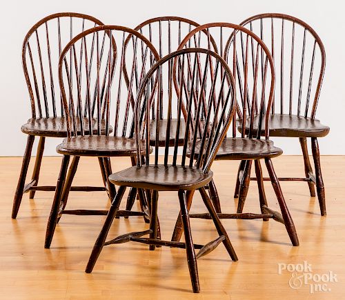 Six bowback Windsor chairs, early 19th c.