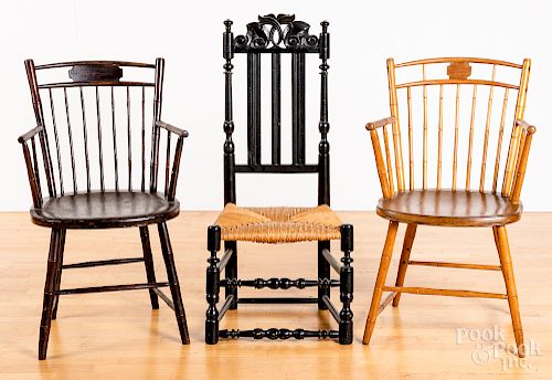 Two birdcage Windsor armchairs, early 19th c.