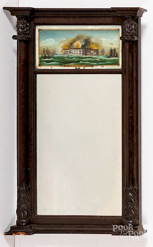Carved mahogany mirror, 19th c.
