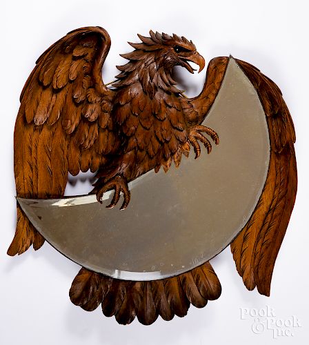 Black Forest carved eagle mirror