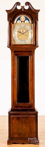 Mahogany tall case clock, early 20th c.
