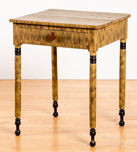 Painted pine one-drawer stand, 19th c.