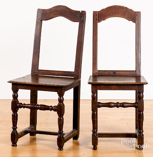 Pair of William and Mary walnut side chairs