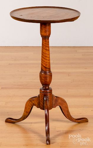 Tiger maple candlestand, 19th c.