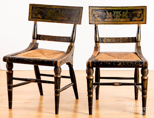 Baltimore Neoclassical painted rush seat chairs