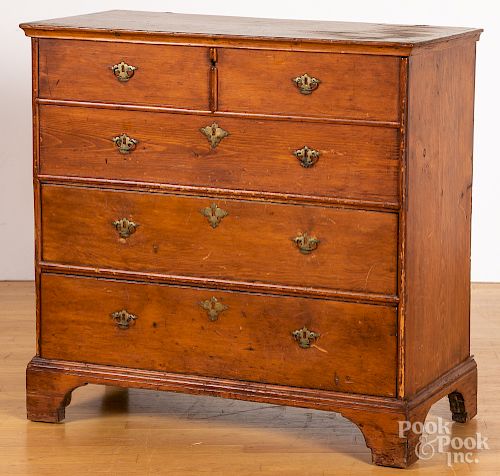 New England pine mule chest, 18th c.