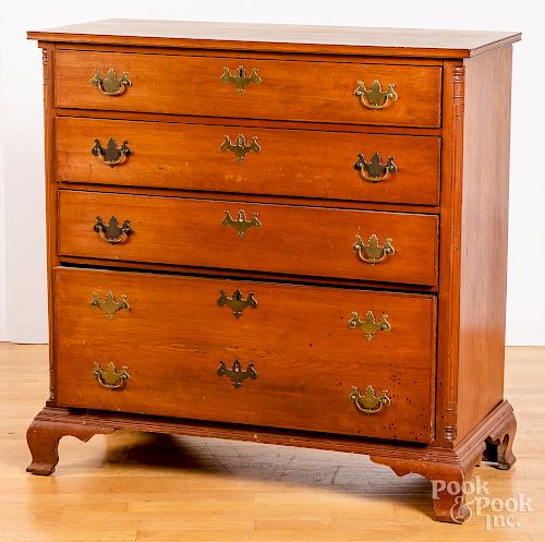Chippendale birch chest of drawers, late 18th c.
