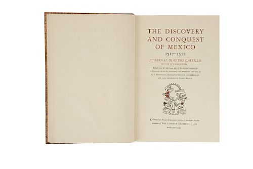 Covarrubias, Miguel - Díaz del Castillo, Bernal. The Discovery and Conquest of Mexico 1517 - 1521. México,1942. Firmado por Covarrubias