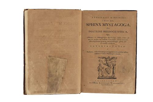 Kircher, Athanasius. Sphinx Mystagoga, Sive Diatribe Hieroglyphica... Amsterdam, 1676. Uno de los primeros estudios sobre jeroglíficos.