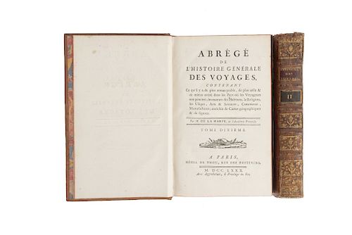 Harpe, Jean Francois de la. Abrégé de L' Histoire Générale des Voyages. París, 1780. Tomos X-XI. 4 láminas. Piezas: 2.