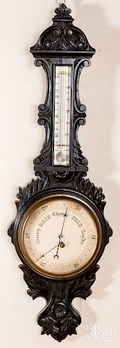 Victorian carved barometer