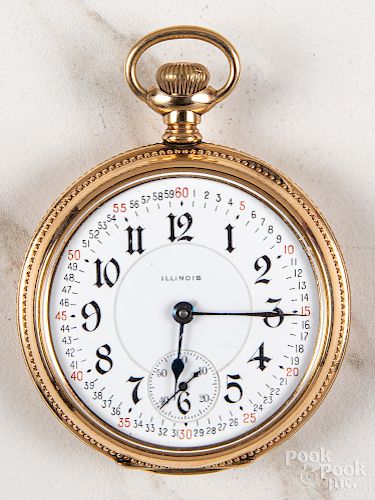 Gold filled Illinois open-face pocket watch